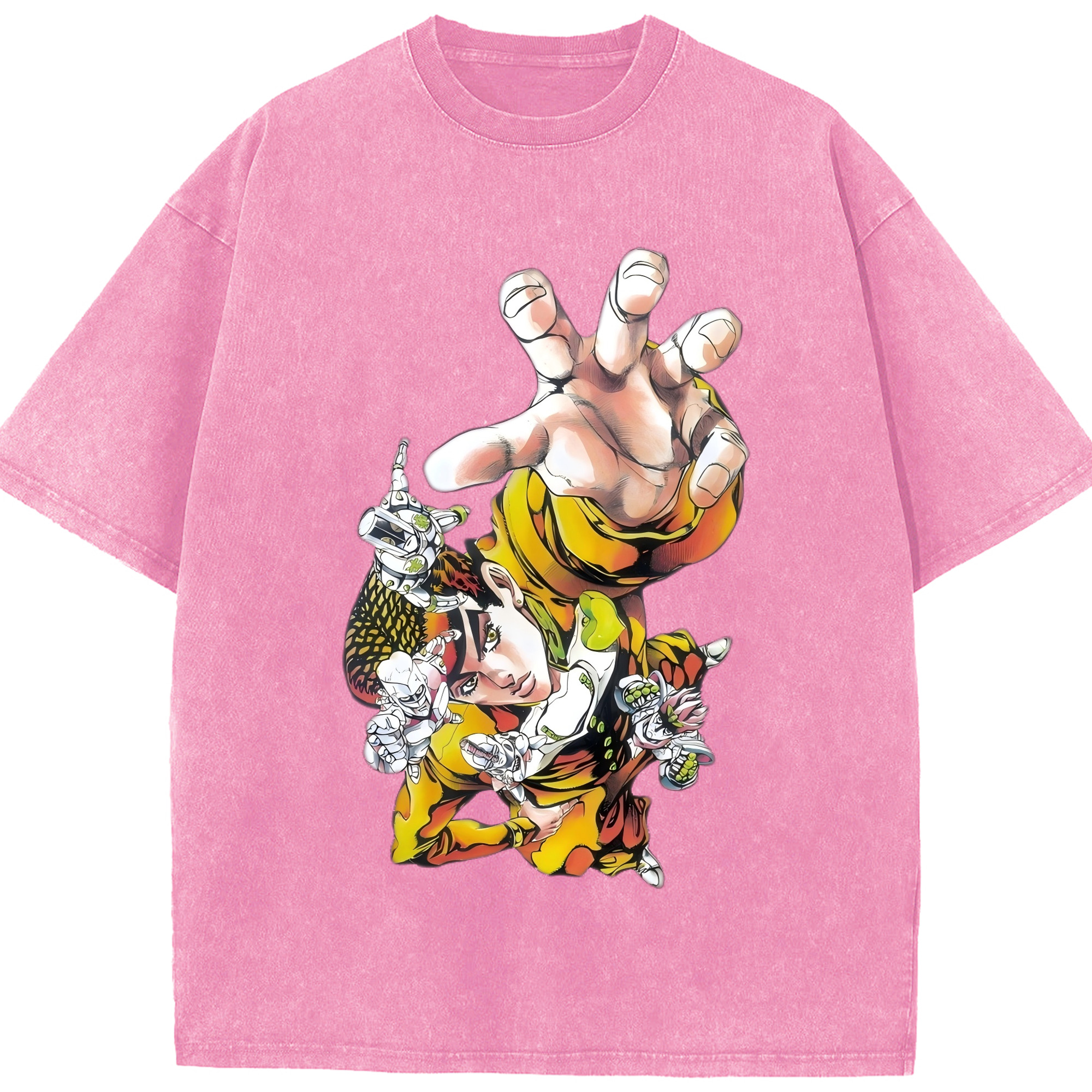（画像用） ジョジョの奇妙な冒険 ひがしかた じょうすけ JoJo's Bizarre Adventure Higashikata Josuke 綿100% ヴィンテージ風 半袖Tシャツ（フロントプリント）
